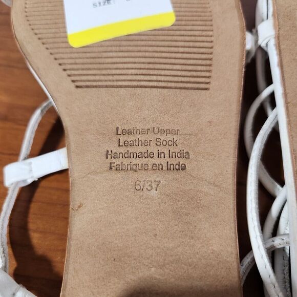 JEFFREY CAMPBELL Agate 2 Leather Sandal Color White Size 6 EU 37 Lace Up - Picture 12 of 13